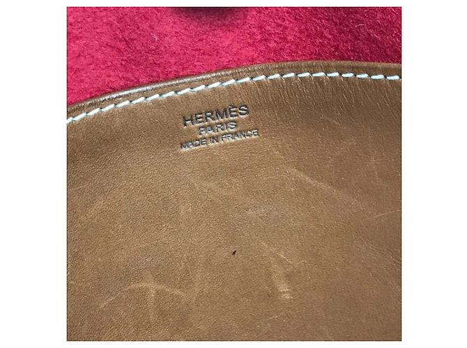 Borsa tote in tela a righe Camoil con logo Hermès Marrone Rosso - vista 12