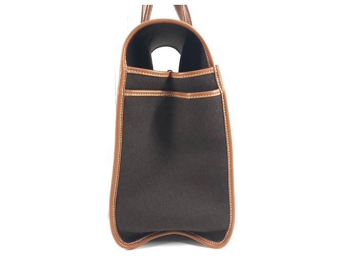 Borsa tote in tela a righe Camoil con logo Hermès Marrone Rosso - vista 3