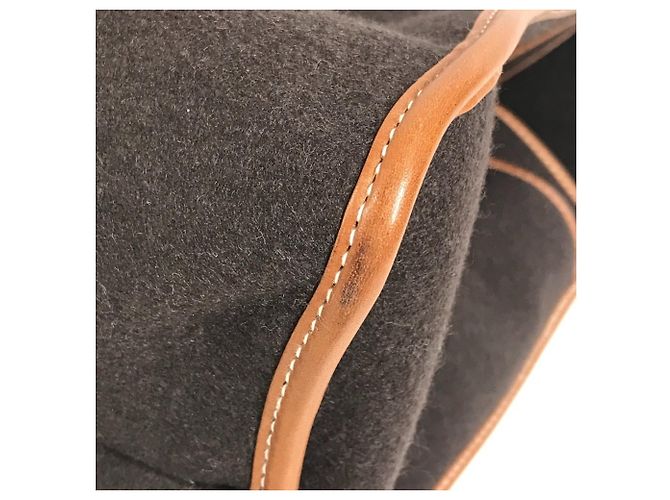 Borsa tote in tela a righe Camoil con logo Hermès Marrone Rosso - vista 6