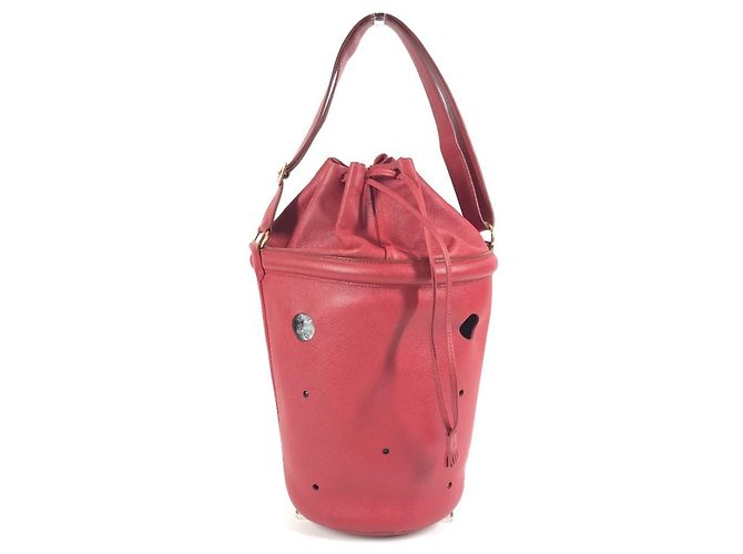Borsa a Spalla Mainjoir con Frange e Pompon di Hermès Rosso - vista 2