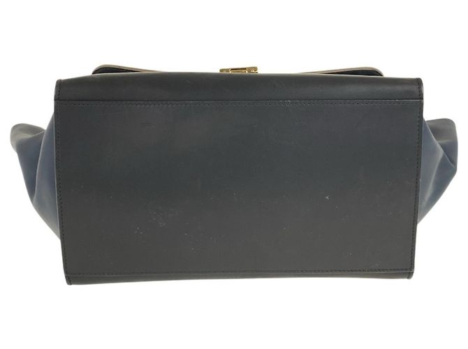 Céline Borsa in pelle Trapeze di Celine Beige Blu navy - vista 10