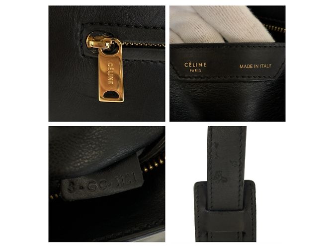 Céline Borsa in pelle Trapeze di Celine Beige Blu navy - vista 6