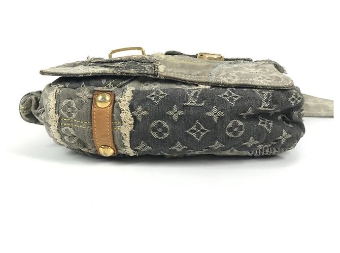 Borsa Posty in Patchwork di Denim Monogram Louis Vuitton Marrone Nero - vista 5
