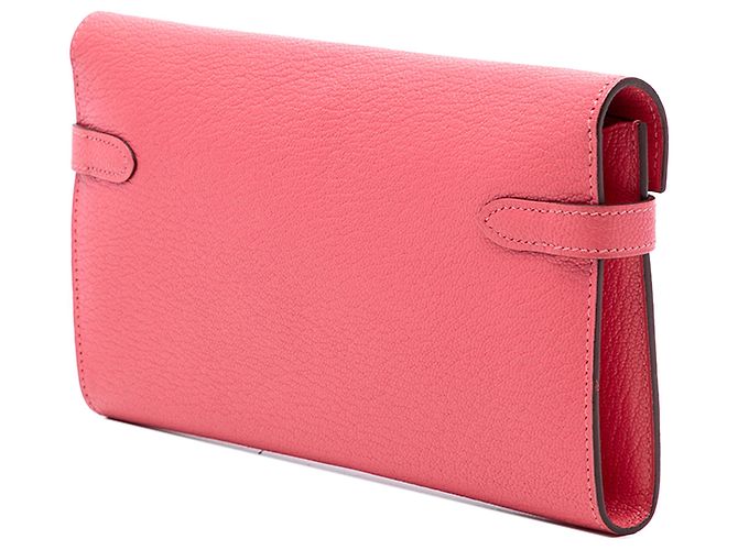 Portefeuille Longue Kelly en Chèvre Mysore Rose Hermès - vue 2