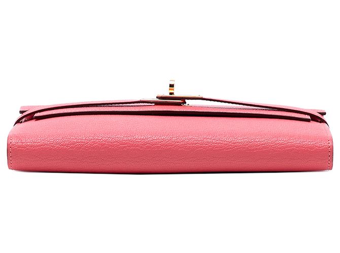 Portefeuille Longue Kelly en Chèvre Mysore Rose Hermès - vue 3