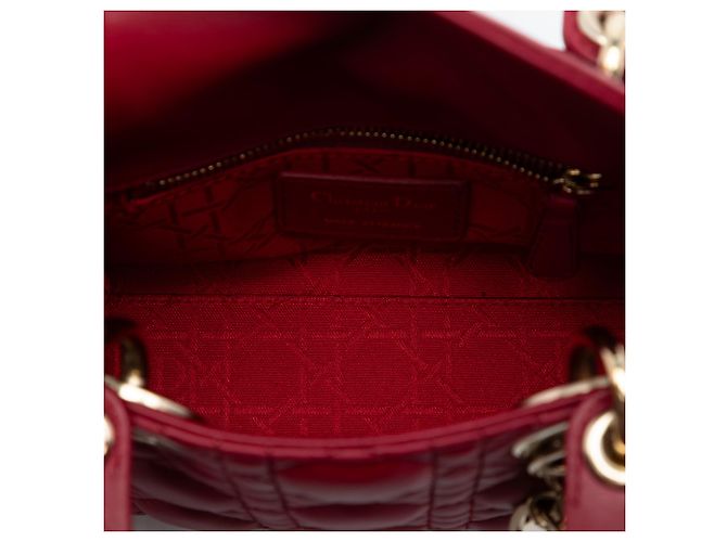 Dior Mini Cannage Lady Dior in agnello rosso Bordò - vista 4