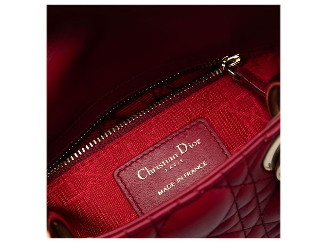 Dior Mini Cannage Lady Dior in agnello rosso Bordò - vista 5