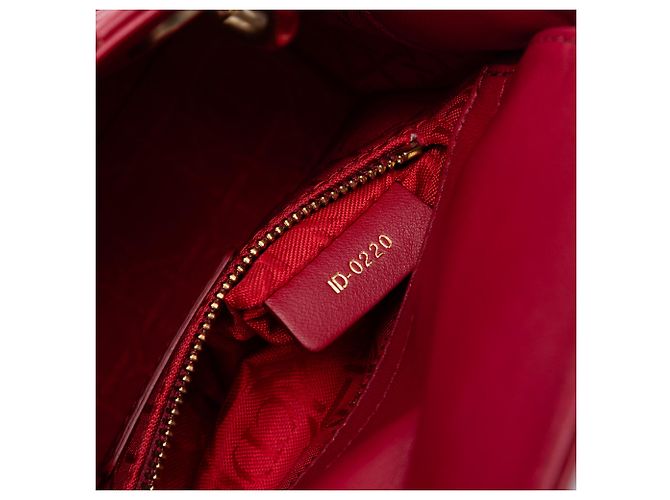 Dior Mini Cannage Lady Dior in agnello rosso Bordò - vista 6