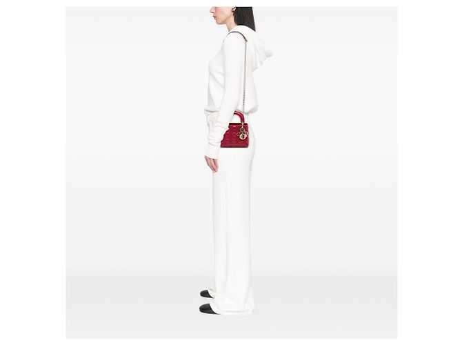 Dior Mini Cannage Lady Dior in agnello rosso Bordò - vista 7