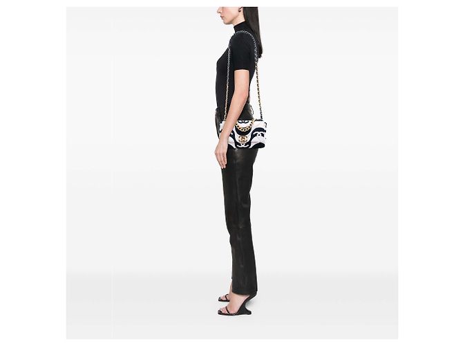Chanel Bianco Medio Stampato Sete 19 Flap - vista 7