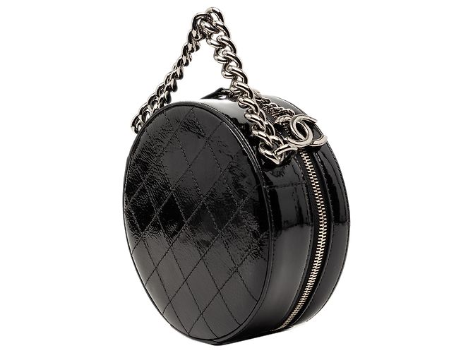 Borsa rotonda in vernice nera Chanel As Earth Nero - vista 2