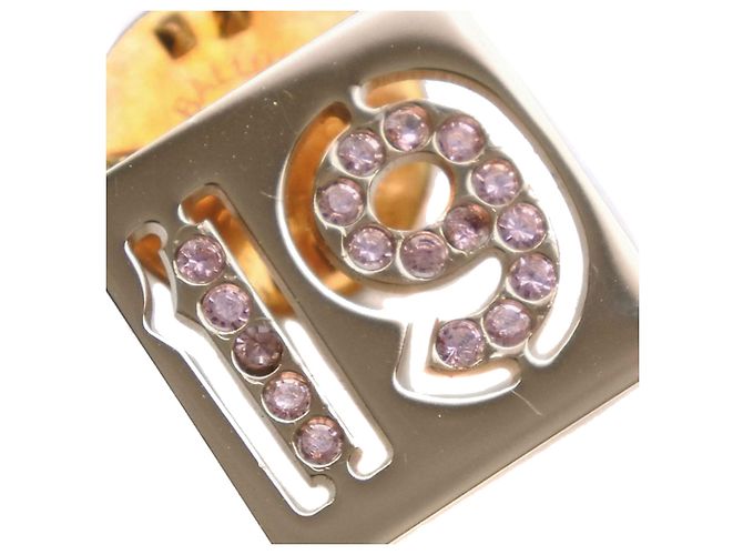 Spilla a spillo Chanel placcata in oro con strass No 19 - vista 5