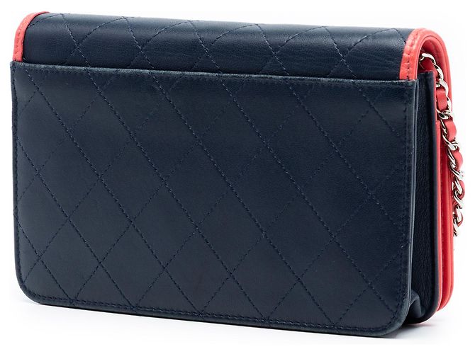 Chanel Blu Portafoglio in Pelle Matelassé Color Pop CC Wallet on Chain - vista 2