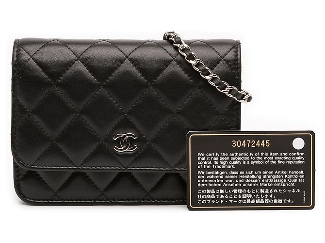 Wallet On Chain Portafoglio Mini CC in pelle di agnello nera di Chanel Nero - vista 11
