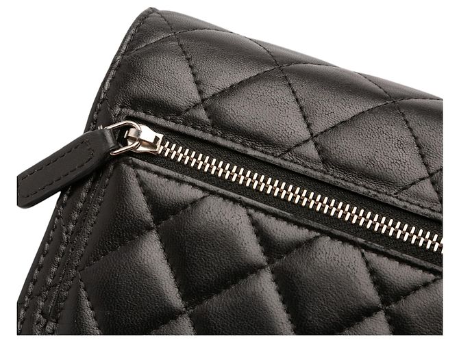 Wallet On Chain Portafoglio Mini CC in pelle di agnello nera di Chanel Nero - vista 7