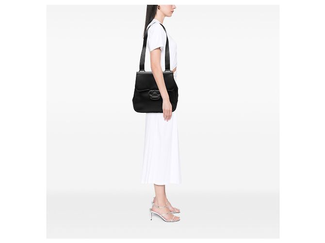 Salvatore Ferragamo Borsa a spalla doppia Gancini in pelle nera Ferragamo Nero - vista 7