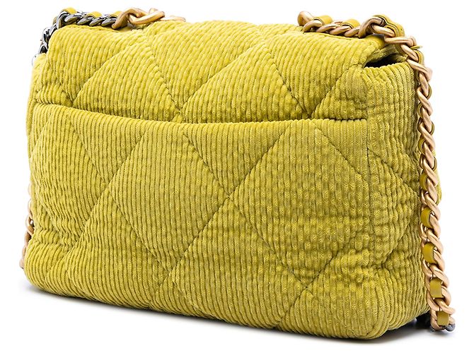 Chanel Verde Grande Flap in Velluto a Coste 19 Verde oliva - vista 2