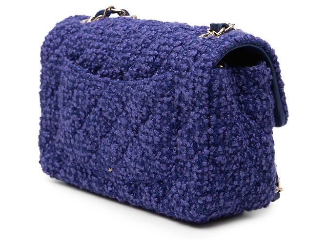Chanel Blue Mini Rectangular Classic Tweed Single Flap - view 2