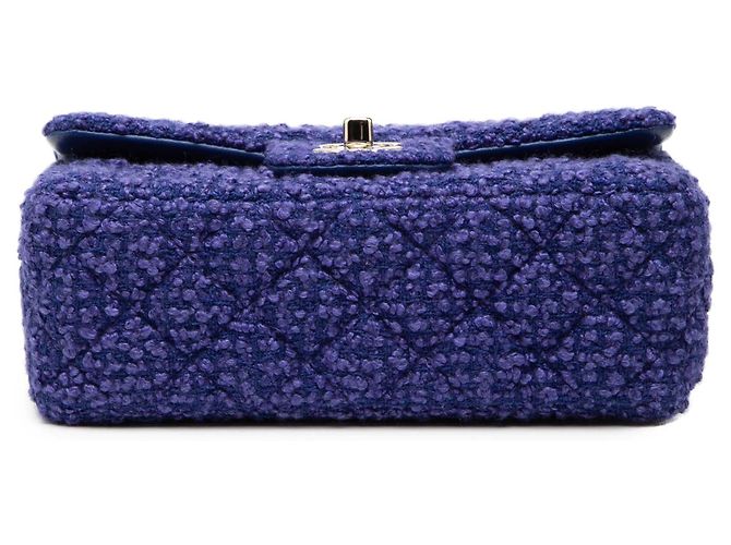 Chanel Blue Mini Rectangular Classic Tweed Single Flap - view 3