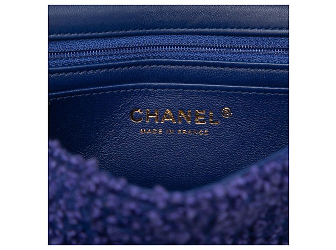 Chanel Blue Mini Rectangular Classic Tweed Single Flap - view 5