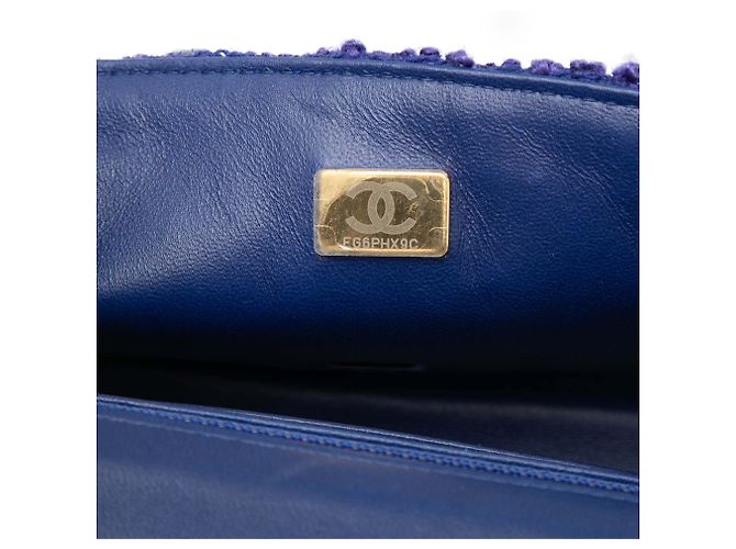 Chanel Blue Mini Rectangular Classic Tweed Single Flap - view 6