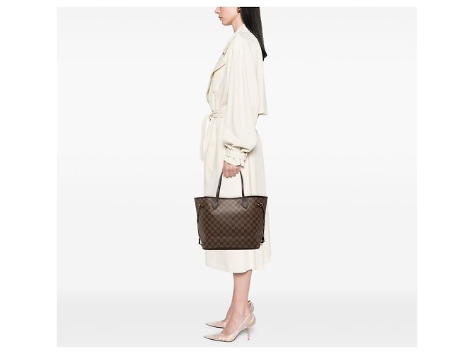 Louis Vuitton Borsa Neverfull MM Damier Ebene Marrone - vista 7