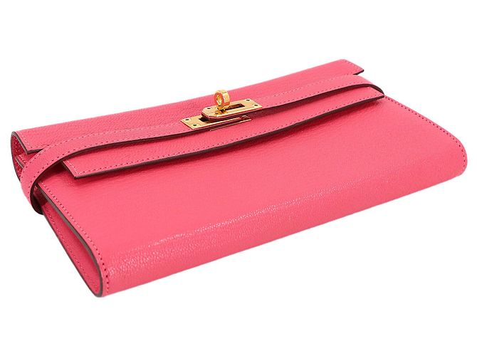 Cartera bifold larga Kelly de Hermès en cuero Chèvre - vista 4