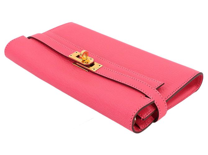 Cartera bifold larga Kelly de Hermès en cuero Chèvre - vista 5