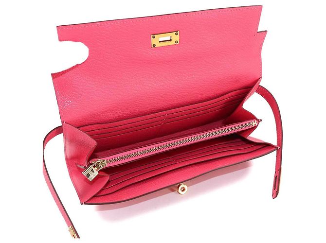 Cartera bifold larga Kelly de Hermès en cuero Chèvre - vista 6