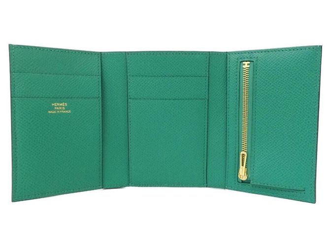Cartera Bearn Combination de Hermès en cuero Epsom verde - vista 4