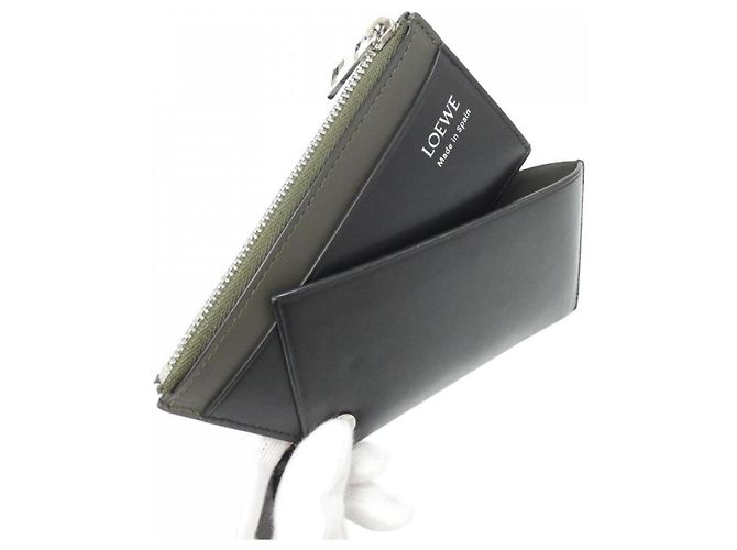 Tarjetero con monedero Loewe Pebble Slider Negro Caqui - vista 7