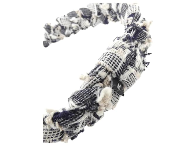 Fascia per capelli Chanel blu navy e bianco - vista 2