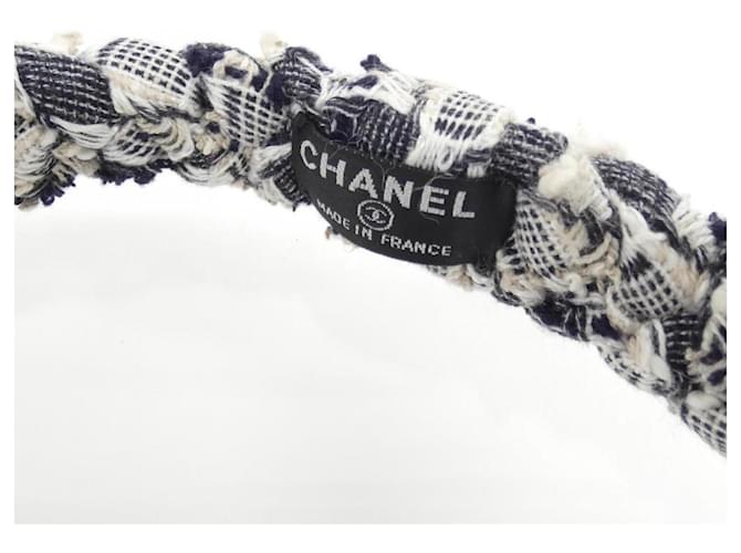 Fascia per capelli Chanel blu navy e bianco - vista 3