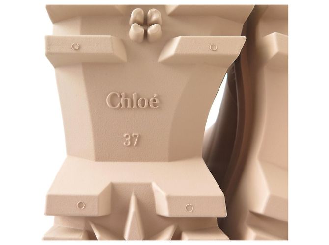 Chloé NUEVAS BOTAS DE LLUVIA CHLOE CHC23A904FP26G 37 BEIGE ROSA + CAJA - vista 8