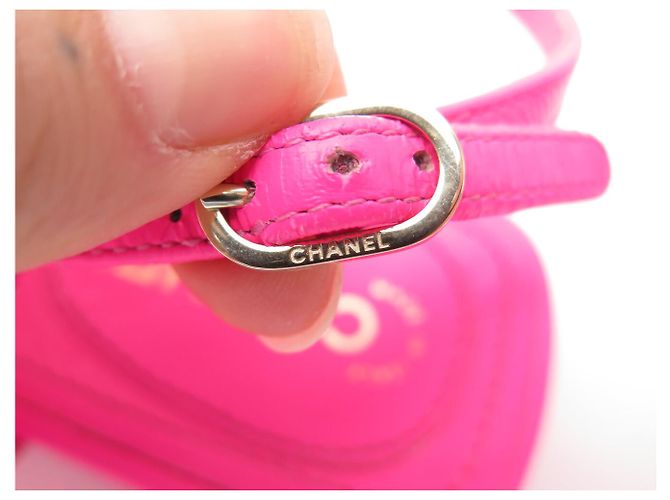SCARPE CHANEL INFRADITO LOGO CC 37 SANDALI CC CUORE IN PELLE ROSA FLUO - vista 11