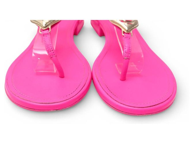 SCARPE CHANEL INFRADITO LOGO CC 37 SANDALI CC CUORE IN PELLE ROSA FLUO - vista 4