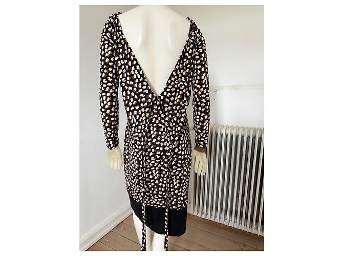 Vestido de seda Diane von Furstenberg Castaño Negro Blanco - vista 3