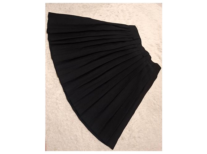 Autre Marque Falda plisada negra de viscosa Azul oscuro - vista 12