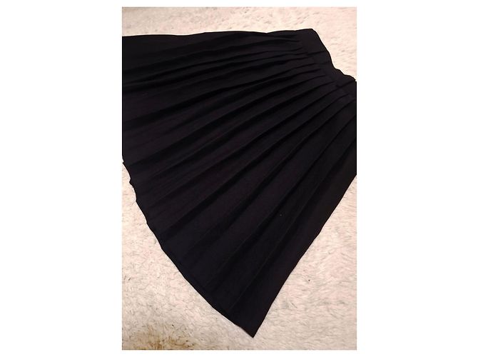 Autre Marque Falda plisada negra de viscosa Azul oscuro - vista 13