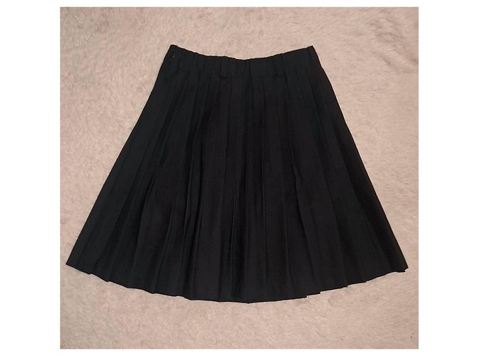 Autre Marque Falda plisada negra de viscosa Azul oscuro - vista 2