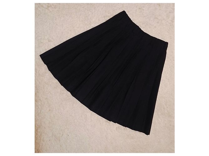 Autre Marque Falda plisada negra de viscosa Azul oscuro - vista 3