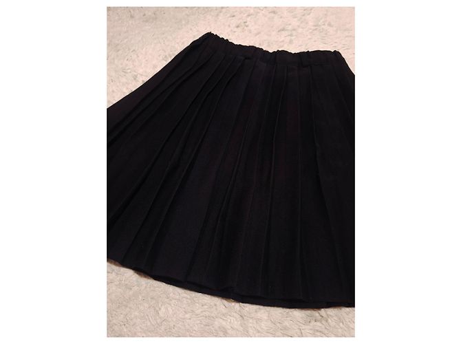 Autre Marque Falda plisada negra de viscosa Azul oscuro - vista 7