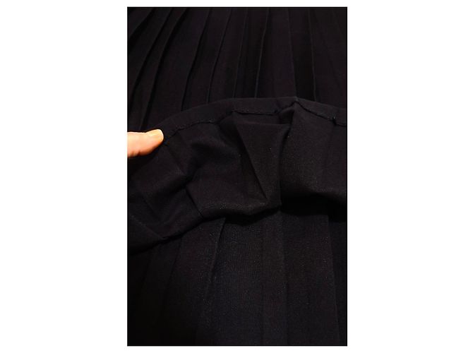 Autre Marque Falda plisada negra de viscosa Azul oscuro - vista 8