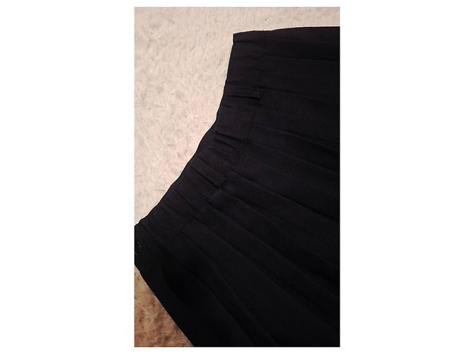 Autre Marque Falda plisada negra de viscosa Azul oscuro - vista 9