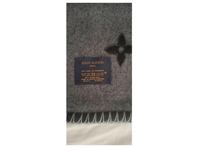 Manta Louis Vuitton Preta e Cinza de Lã e Cashmere Preto - vista 5