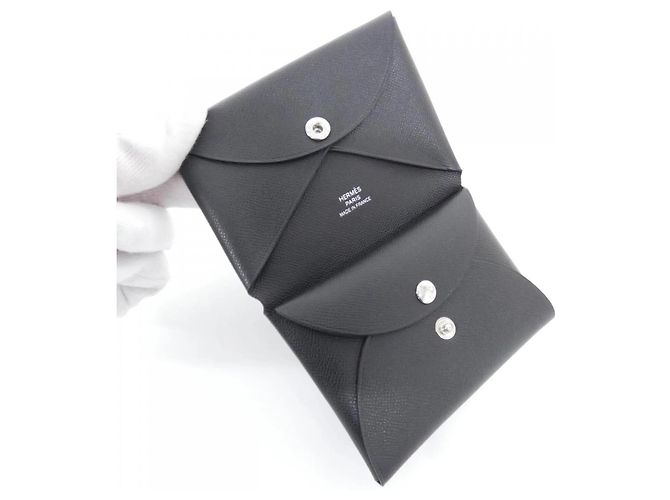 Monedero Duo Calvi de Hermès Negro - vista 3