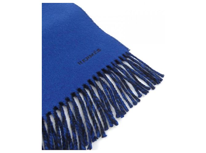 Stola in cashmere nera e blu navy di Hermès Nero - vista 2