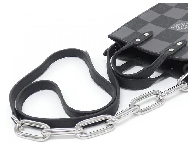 Borsa a Spalla Sac Plat XS Damier Checkerboard Louis Vuitton Nero - vista 5
