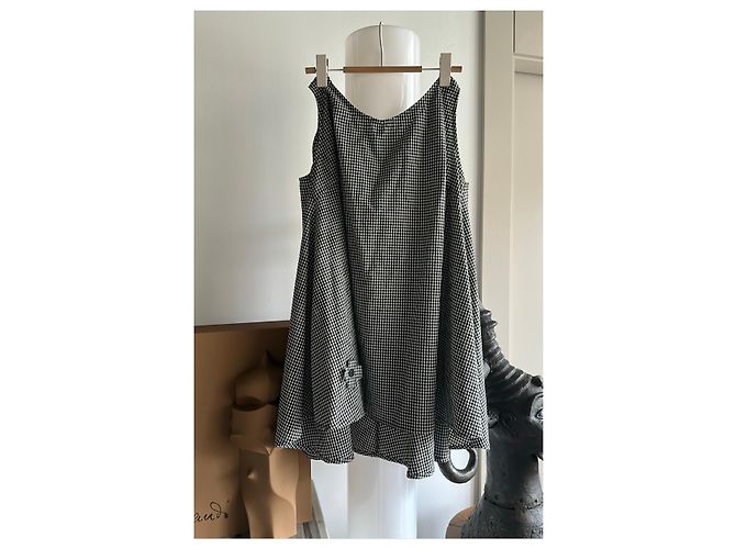Autre Marque Set Blusa e Pantaloncini a Quadri Bianchi e Neri in Cotone Nero Bianco - vista 10