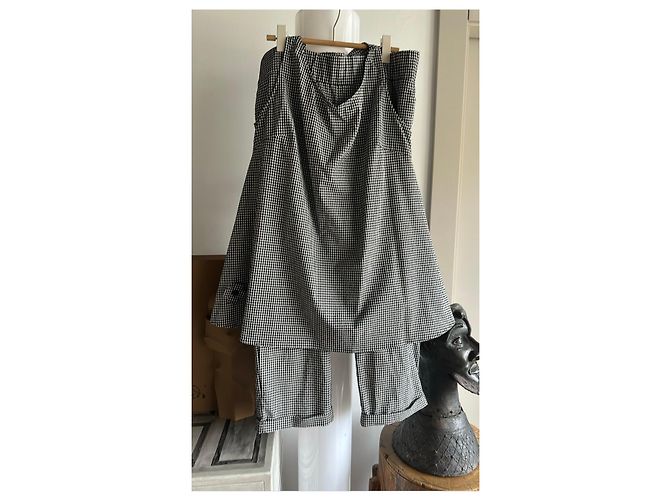 Autre Marque Set Blusa e Pantaloncini a Quadri Bianchi e Neri in Cotone Nero Bianco - vista 2